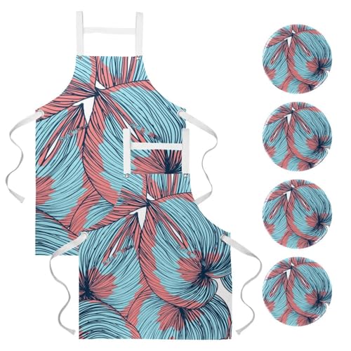 Tablier de serveuse pour cuisine et pâtisserie à motif de pétales fleuris multicolores