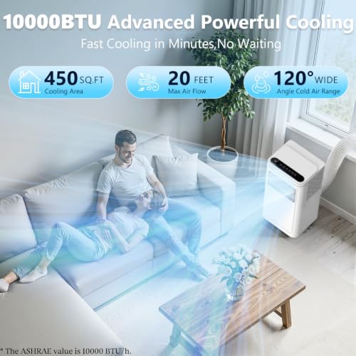 Image of Electactic 10000BTUs Portable Air Conditioner for Bedroom with Drainage-free Cooling, 4 in 1 Portable AC Units with Cool, Fan, Dehumidifier, Sleep, 24H Timer /Remote /Window Kits