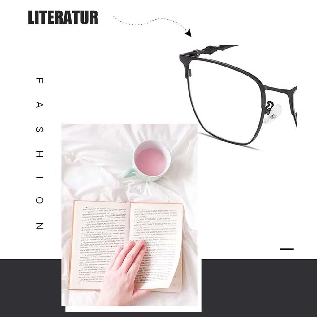 WZX Occhiali da Lettura con Montatura Grande da Uomo Occhiali da Lettura Anti-Luce Blu Lettore di Occhiali ottici rettangolari in Metallo Semi Senza Cornice con Cerniere a Molla