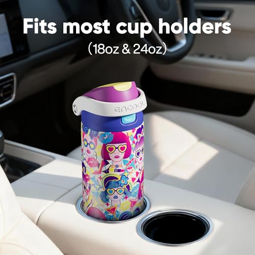 Image of ENCOOL Leakproof Insulated Water Bottle with Straw Dual-Sip Water Bottle Bag-Safe Design for Work, Commute & Gym - Keeps Drinks Cold All Day, 24 oz, Neon Sweetheart
