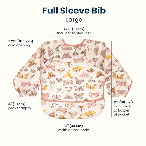 Image of Tiny Twinkle Long Sleeve Bib for Babies & Toddlers | Waterproof Smock Bib for Eating | Machine Washable & Mess-Proof Feeding Essentials | Newborn Shower Gift (Flutter, 2-4Y)