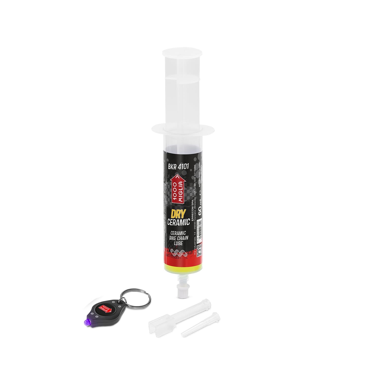 Errecom BKR 4101 CERAMIC DRY Lube Bike Chain for Dry and Dusty Weather Conditions - 60 ml, Cartridge with Drop and Huggie Application Systems, fluorescent and scented formula