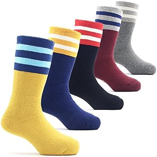 Boys Thick Fleece Socks Kids Winter Warm Thermal Crew Seamless Socks 5 Pack