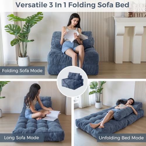 Image of MAXYOYO Folding Sofa Bed, Convertible Chair Bed with Pillow