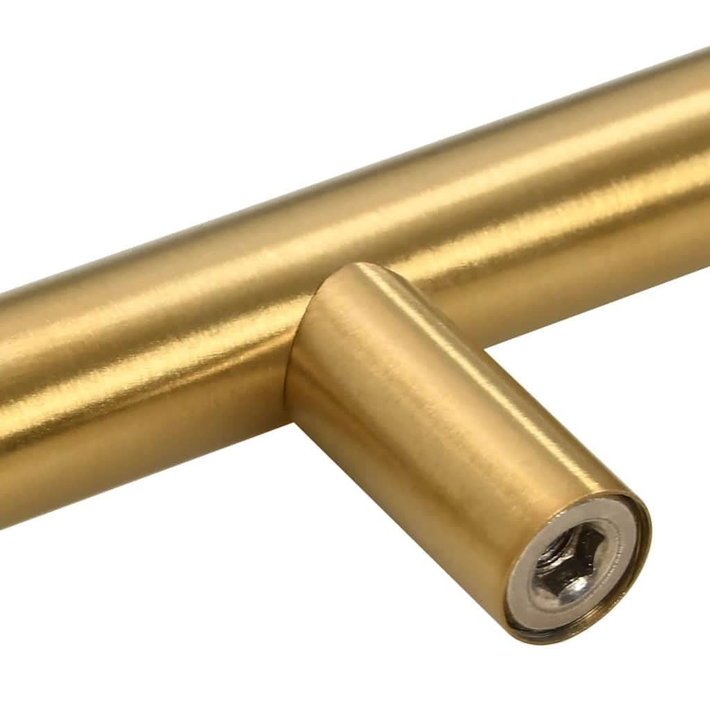 Tiradores para muebles en forma de T, de acero inoxidable, dorado, juego de 10 unidades, con distancia entre orificios de 64 mm, para armario, cajón, puerta, cómoda, longitud de tornillo de