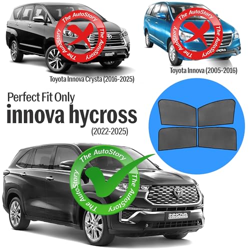 Image of Autostroy Custom Fit Black Mesh Car Sunshade for Hycross 2022-2025 | UV & Heat Protection Car Window Curtains | Privacy Car Sun Shade | Breathable Vehicle Specific Side Window Shades