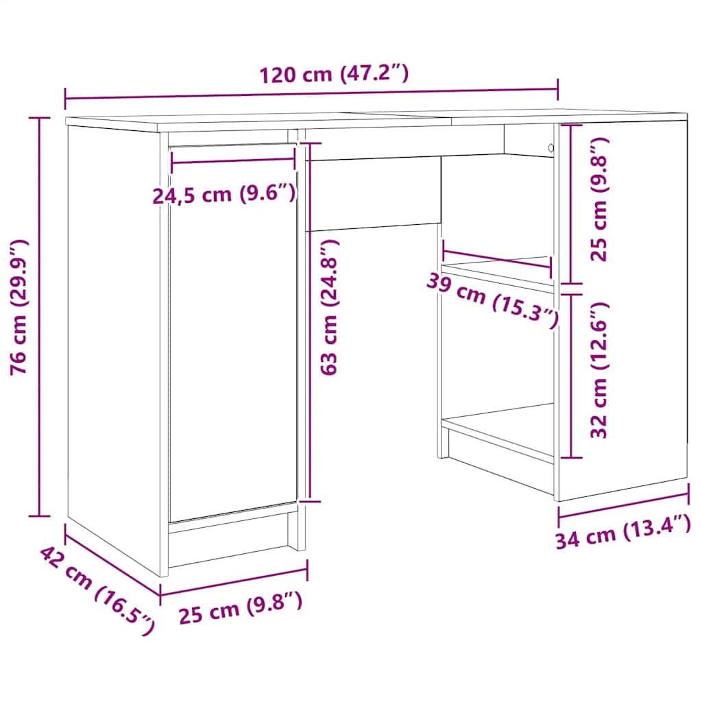 Scrivania in legno bianco, 120 x 42 x 76 cm, con robusto piano da scrivania e spazio di archiviazione, versatile come tavolo da ufficio, scrivania per computer o scrivania da gioco