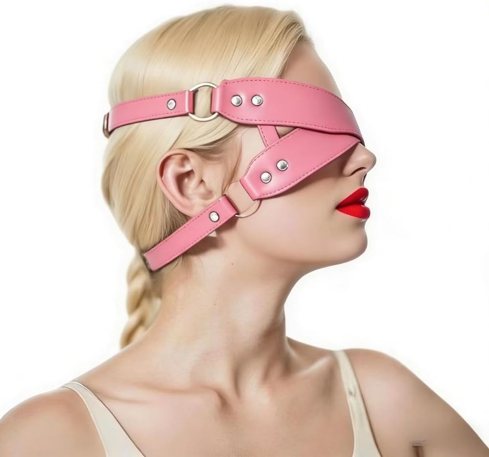 Women Sexy PU Leather Eye Mask Leather Half Face Masquerade Mask Halloween Couples Cosplay Play BDSM Bondage Blindfold