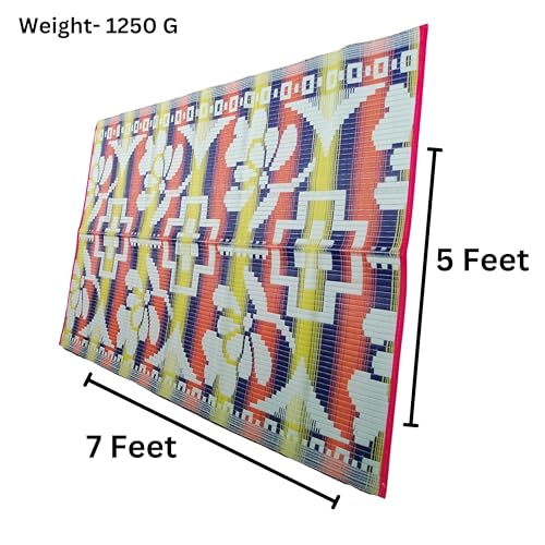 Image of Fashion mat High Plastic Mats for Sleeping On Floor Sitting Reversible Chatai Square Shape Mats for Home Living Room, Bedroom Floor, 5X7 Feet, Assorted