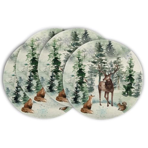 Artoid Mode Bäume Schneeflocken Fuchs Rentier Weihnachten Runde...