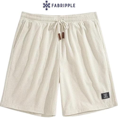 Image of FABRIPPLE Men's Slim Fit Knitted Short for Summer | Stretchable Fabric | Breathable & Lightweight | Casual Lounge Short with Elastic Waistband & Drawstring