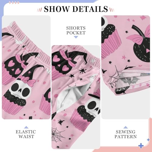 Pink Bow Skull Pumpkin Boys Pants for Kids Jogger Pants with Pockets S4