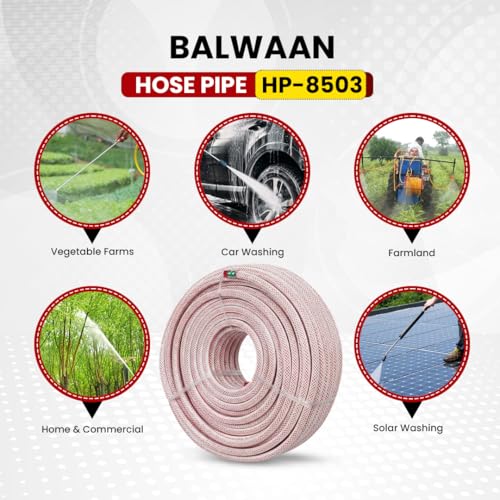 Image of BALWAAN Krishi Hose Pipe | 8.5mm | 30 Meter | Heavy Duty 5 Layer Braided | for Spraying, Irrigation & Gardening | UV & Weather Resistant | HP-8503