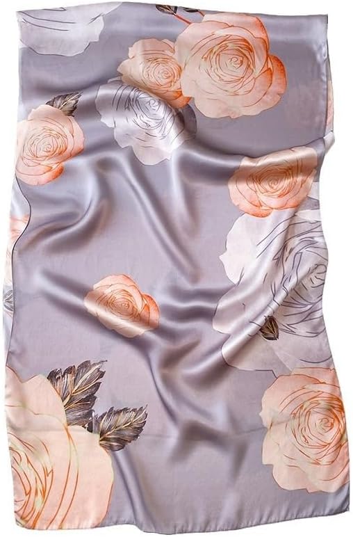 Fashion Luxury Rose Long Silk Scarf Women's Satin Digital Printed Lightweight Sunscreen Shawls