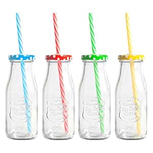 Royal Leerdam 15095 Milkbottle Decor met rietje Cl30, glas, meerkleurig