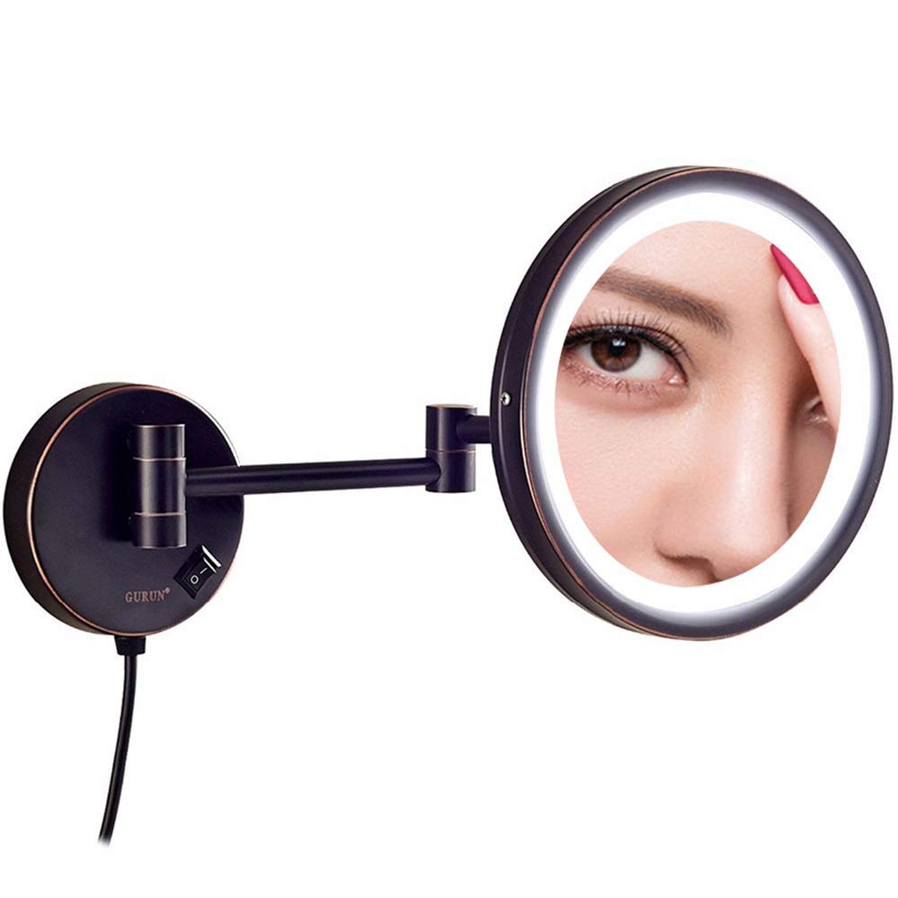 Miroir de maquillage extensible noir 3X pour meuble-lavabo chic