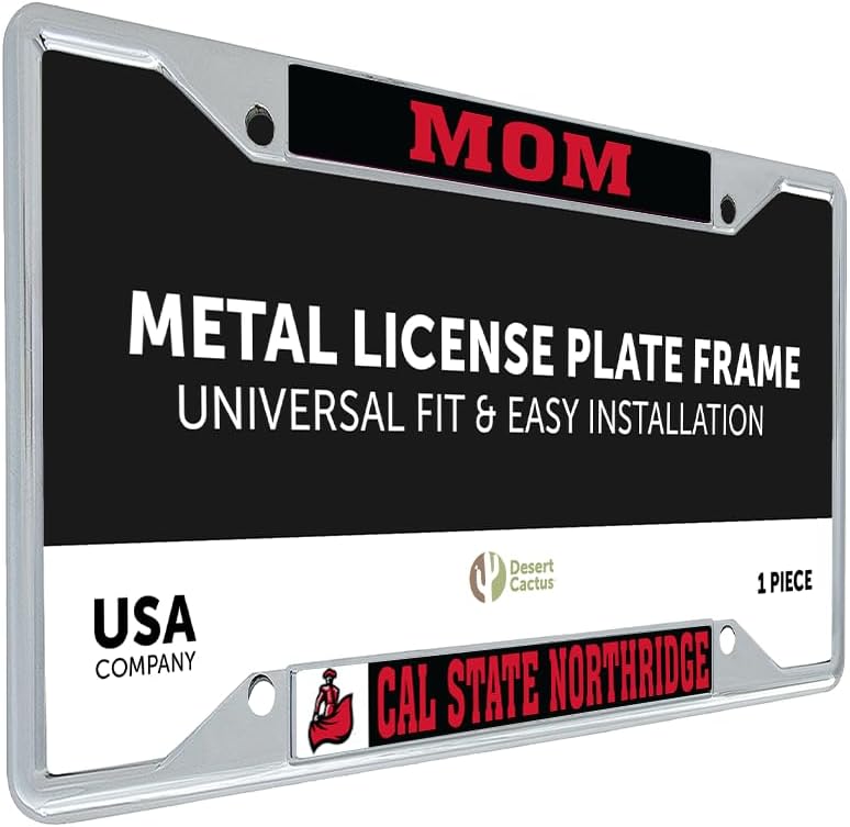 Desert Cactus California State University Northridge License Plate Frame Metal Car Tag Holder for Front or Back of Car Officially Licensed (Mom)