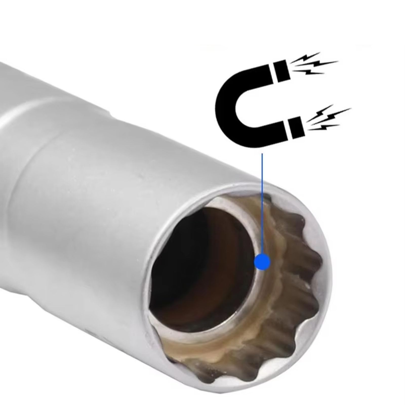 Zündkerzenschlüsselsatz Gelenk-Zündkerzen-Steckschlüssel Magnetischer Zündkerzenschlüssel-Satz Flexibler 12-Winkel-Steckschlüssel-Adapter(1set)