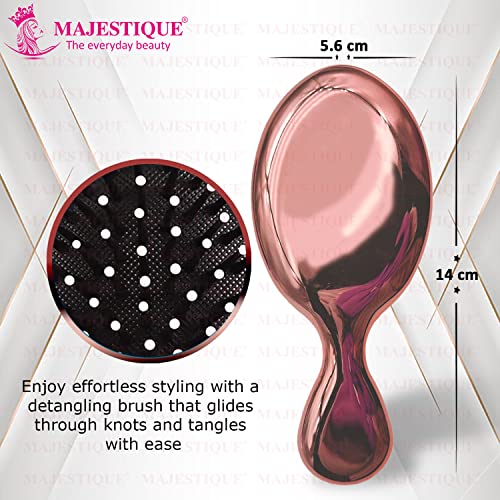 Image of Majestique Mini Pocket Detangling Hair Brush, Soft Ball Tipped Nylon Pin Handheld Massage Paddle Hair Comb for Adults & Kids All Hair Types Mini Travel Detanglers (Multicolor)