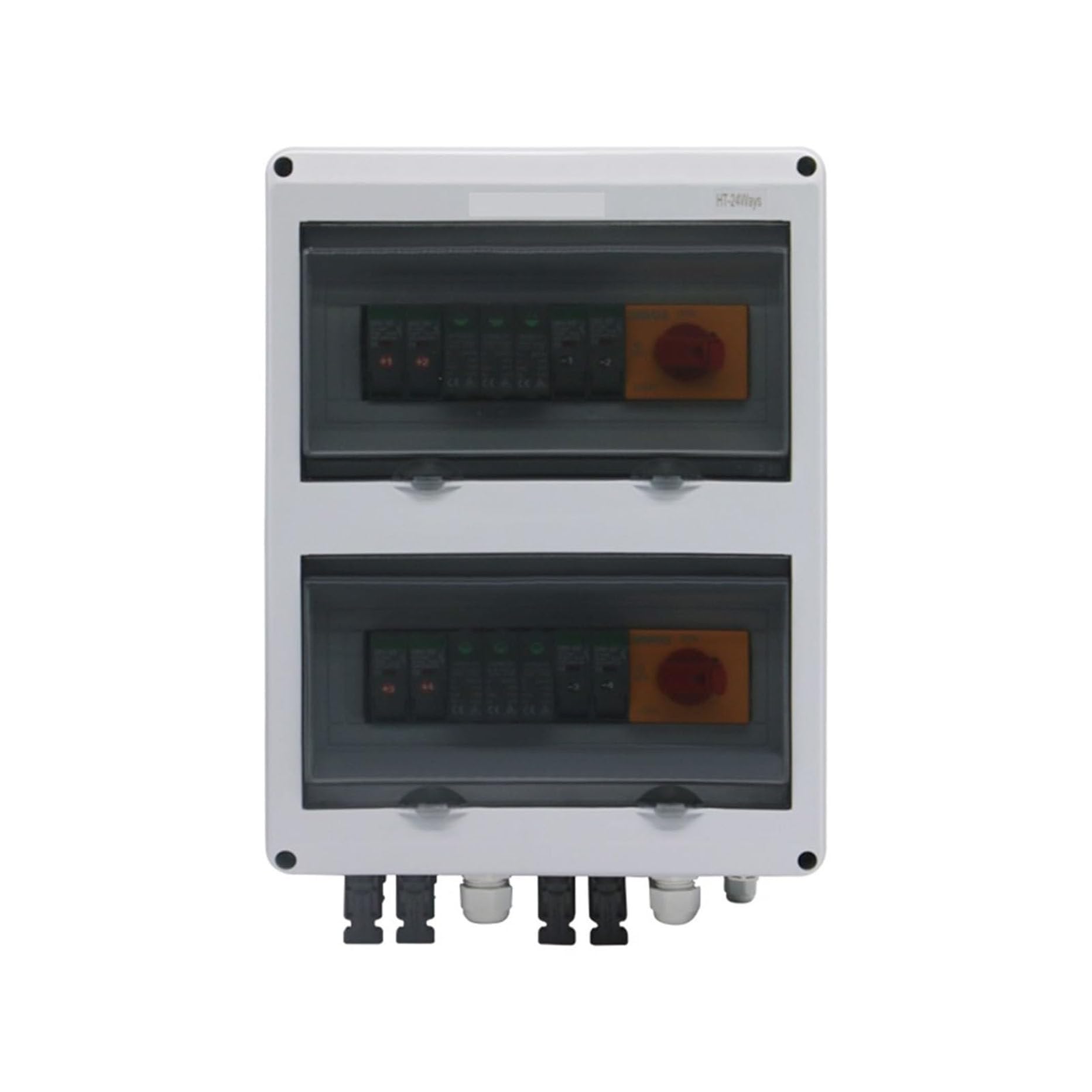 XDLYWUZIQ 1000V PV Combiner Box, 4 In 2 Out IP65 Waterproof Thunder Protection Circuit DC Combiner Box for PV Input Output Channel, distribution box