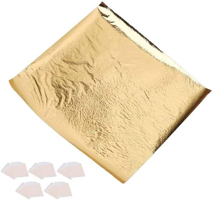 5 Bags Artistic Gold Leaf Sheets Multipurpose Metallic Imitate Gold Foil Sheet for Arts Gilding Crafting v