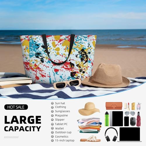 Sac de plage imprimé éclaboussures d'encre cabas femme - 6