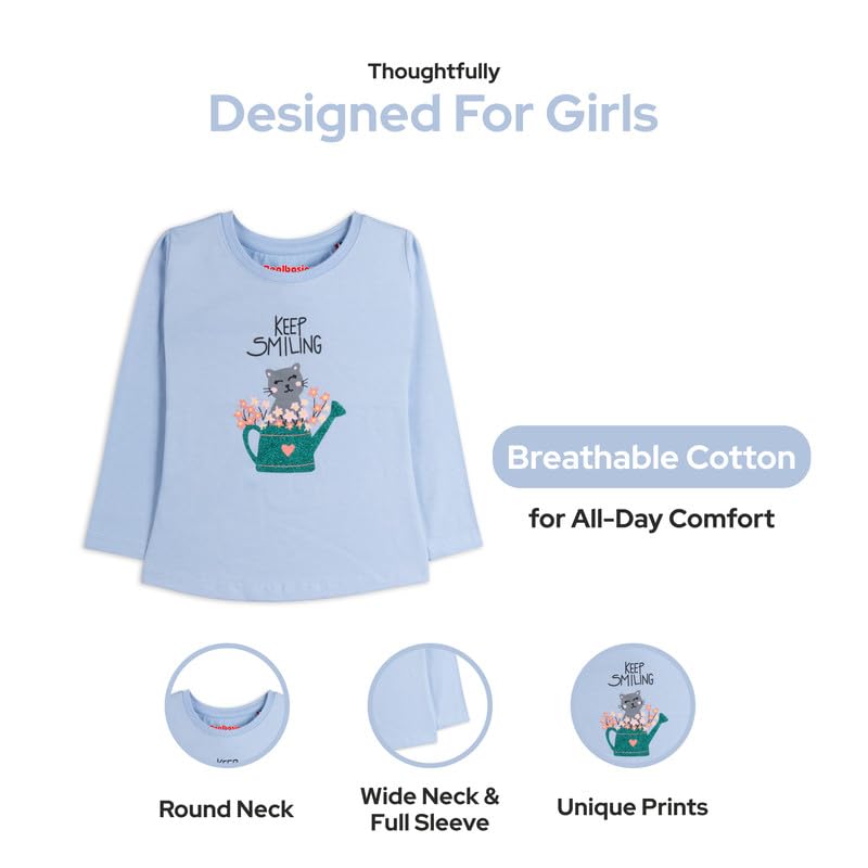 Image of Real Basics Girls Regular Fit Full Sleeves Tshirt (Pack of 3)