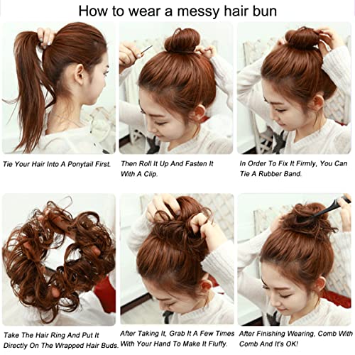 Kediciz Messy Bun Hair Piece Fake Hair Buns Scrunchies Extensions Synthetic 35G Thick Updo Hairpieces Curly Wavy Chignon Ponytail For Women Girls Kids Pink #TOP6
