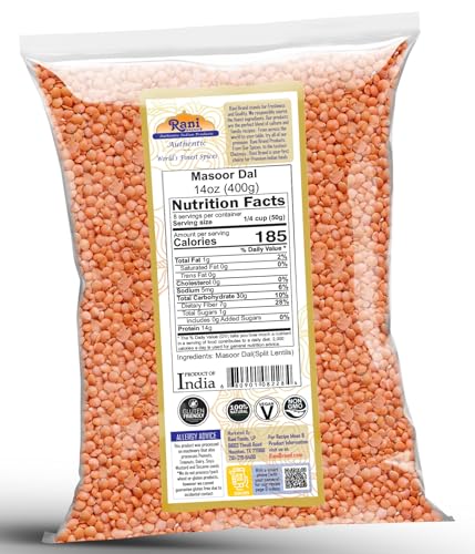Image of Rani Masoor Dal (Indian Red Lentils) Split Gram 14oz (400g) ~ All Natural | Gluten Friendly | NON-GMO | Kosher | Vegan | Indian Origin
