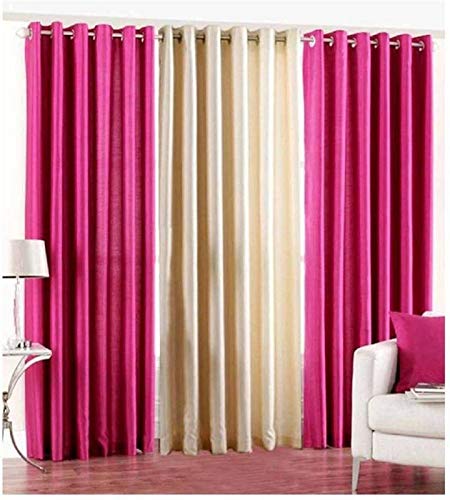 The Home Decor Experts Polyresin Abstract Grommet Curtain (7 Feet, Pink And Cream) -Pack of 3 (B08192KJ2D) Amazon Price History, Amazon Price Tracker
