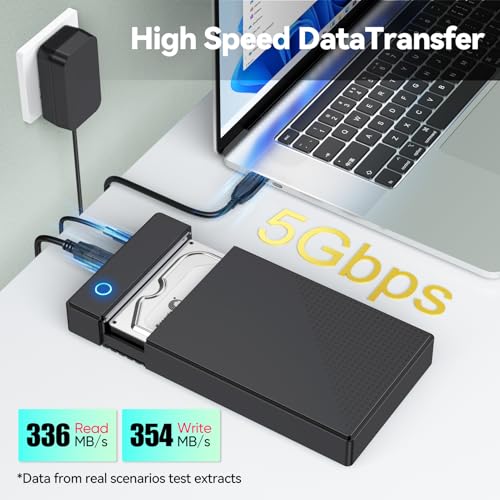 3.5 Hard Drive Enclosure, CLAVOOP USB 3.0 Internal Hard Drive Case for 3.5 inch SATA HDD Up to 20TB Data Recovery Kit Support UASP with 12V 24W Power Adapter