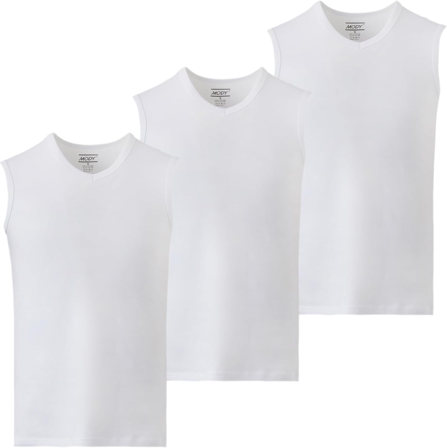 Mody Men's Tank Top 3-Pack, Sleveless V-Neck Mens Undershirt, Muscle Shirts for Men