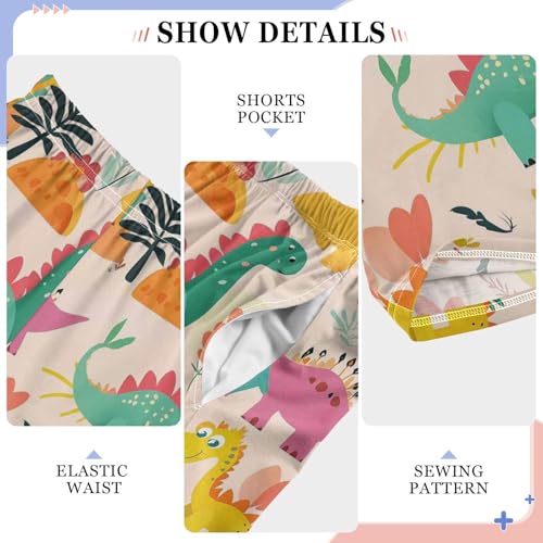 Fun Colored Dinosaurs Boys Pants Girl Sleep Pants Long Trousers Elastic Waist Lounge Bottoms S4