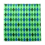 Cortina de ducha decorativa de tela repelente al agua con gancho, poliéster lavable, material de tela de poliéster a cuadros verdes de lujo, forro de cortina de ducha para bañera de 72 x 72 pulgadas