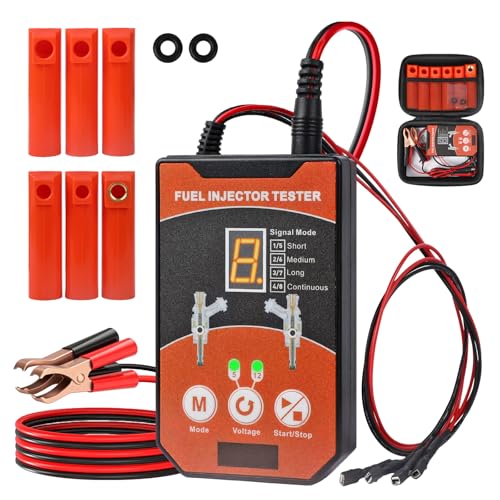 EVSTUL Fuel Injector Tester and Cleaner Kit 5V 12V Output Power Injector Cleaning Kit with 6 Adapters 8 Pulse Modes 2 Petrol Injectors Test Simultaneously