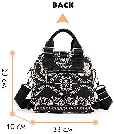 Ethnic Elephant Tote Shoulder Bag for Women - Ladies Cross-Body Handbags - 8 Pockets Small Size Women Bags - Daily Travel Holiday Messenger Bag