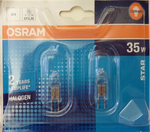Osram HaloStar Halogen-Niedervoltlampe GY6.35-Sockel dimmbar 12 Volt 35 Watt - Ersatz für 50 Watt Warmweiß - 2900K 2er-Pack