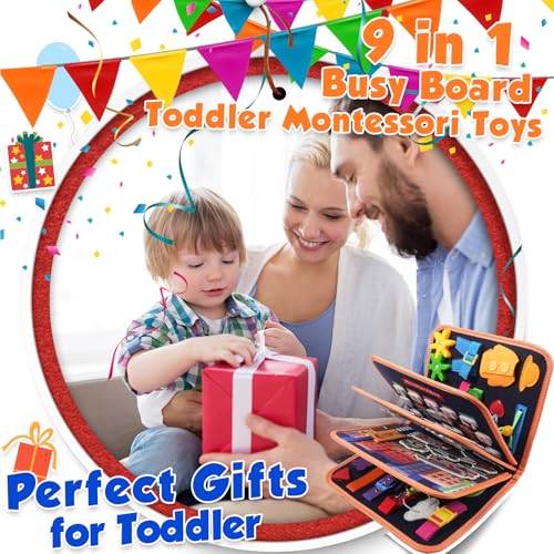 ZOOI Busy Board Montessori Toys for 1 Year Old, Busy Book for 2 3 4 Year Old, Toddler Toys Gifts for 1 2 3 Year Old Girl Boys, Valentines Gifts for Kids, Easter Basket Fillers for kids