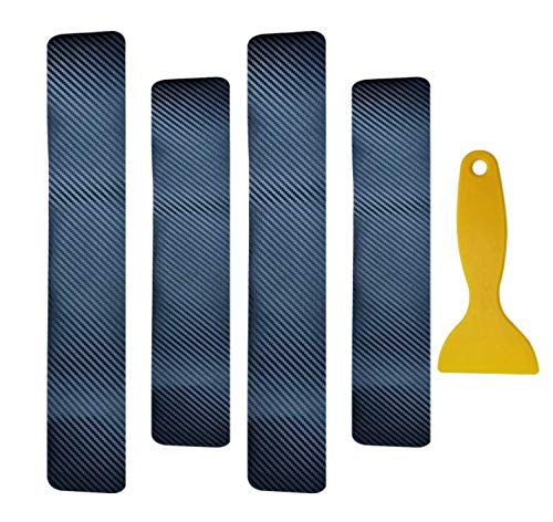 VIQILANY 4 Pcs/set Universal Soft 3D Carbon Fiber Sticker Anti Scratch Car Door Sill Protector Scuff Plate Cover - Black