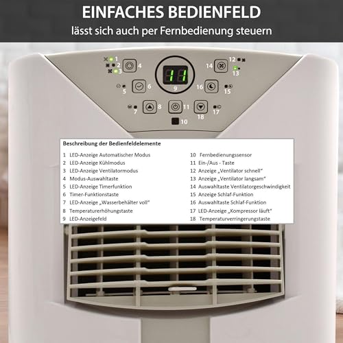 Syntrox 9000 BTU Mobiles Klimagerät Fresco | Mobile Klimaanlage | Luftentfeuchter, mit Fernbedienung und Timer Funktion, Effiziente Kühlung, integrierter Schlaf-Modus-6