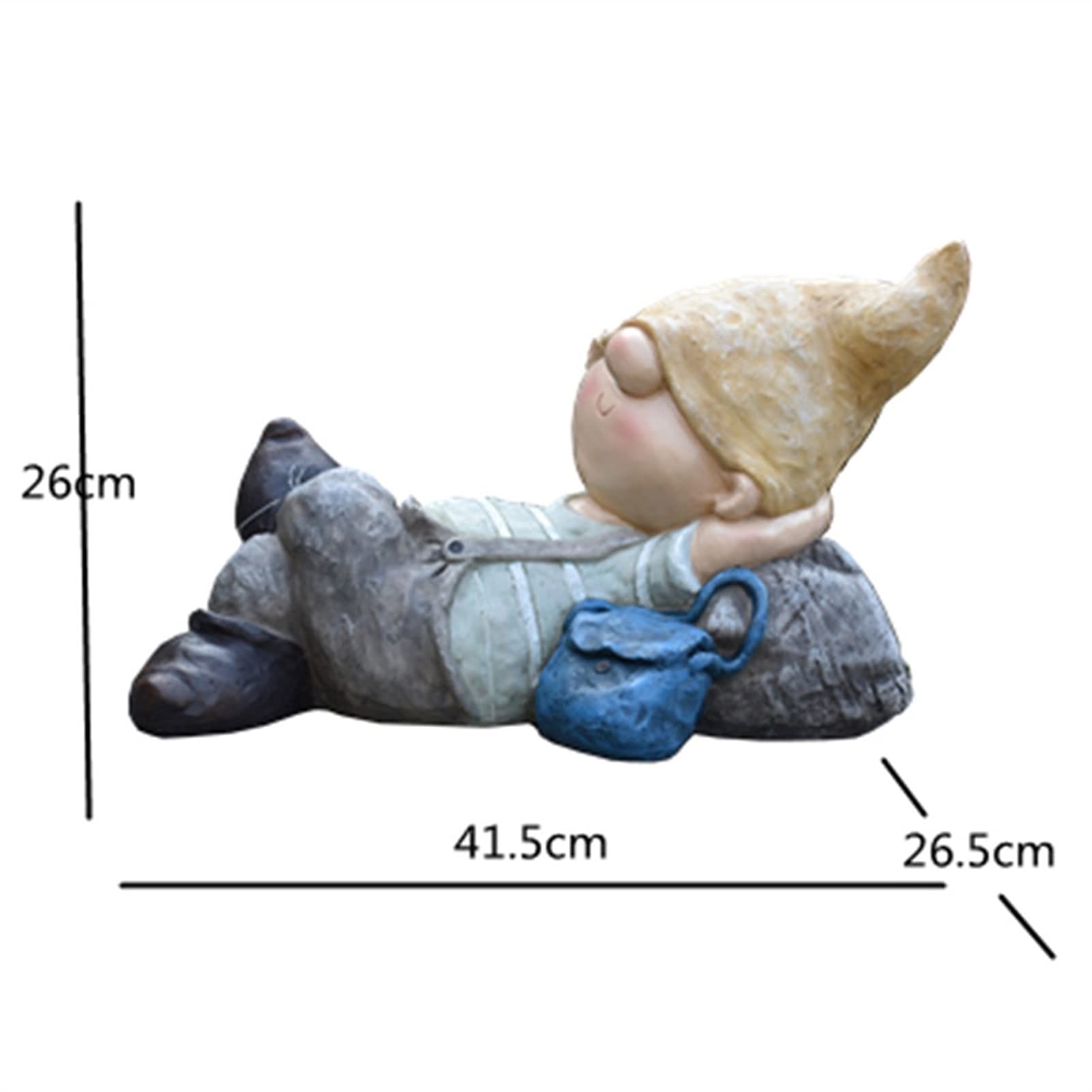 10-Calowa Figurka Śpiącego Krasnala, Żywiczna Figurka Krasnala Odpoczywającego Na Skale, Zabawne Figurki Krasnali Do Ogrodu Na Patio