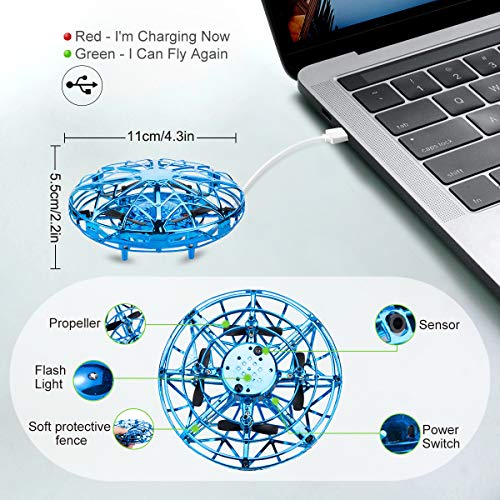 KToyoung Hand Operated Drones for Kids Adults,Hands Free Mini Drone Small Flying Ball Toy UFO Drone Indoor Outdoor Motion Sensor Helicopter Ball Toys for Kids 6 7 8 9 10 and Up Years Boys Girls Gift