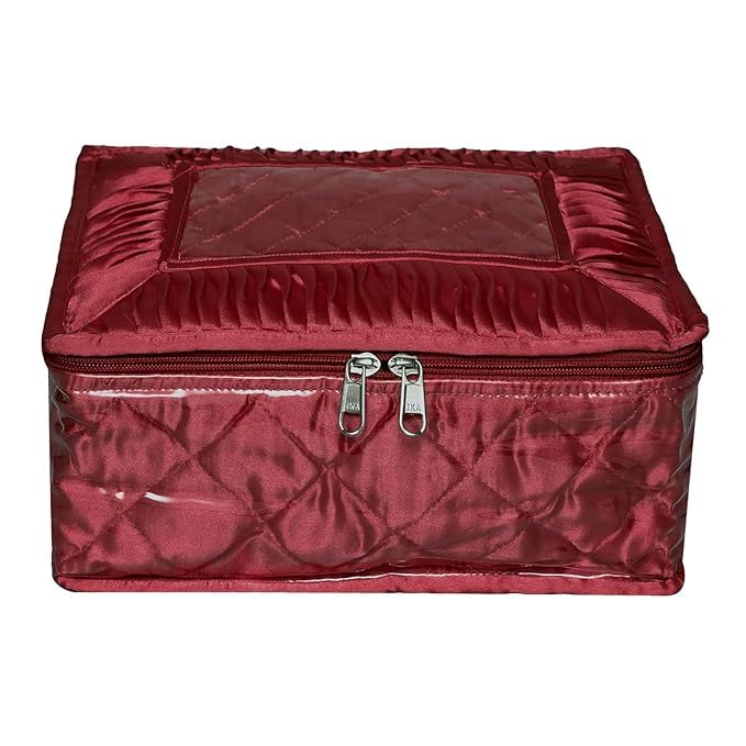 Makeup Storage Bag with 12 Detachable Pouches, Golden Aztec Pattern, Water-Resistant, 25x25x15 cm, Unisex Travel Organiser (Maroon)-image-11