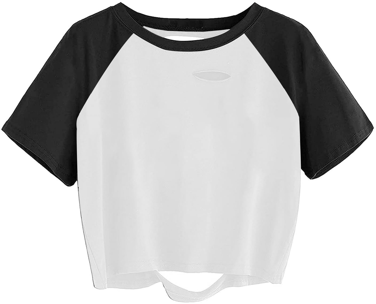 AVANOVA Women Skull Finger Graphic Distressed Tee Shirt Ripped Short Sleeve Crop Tops