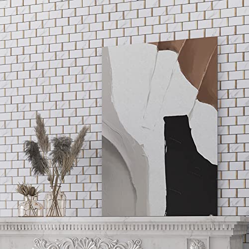 Lovdeco Peel And Stick Backsplash Wall Tile, White Marble With Gold Metal Pvc Kitchen Backsplash,5 Sheets #TOP7