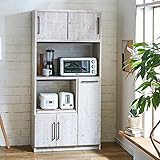 国産完成品食器棚 レンジ台 キッチン収納 令和 幅83.5cm 完成品 カラー２色 (アンティークホワイト, 追加オプション無)