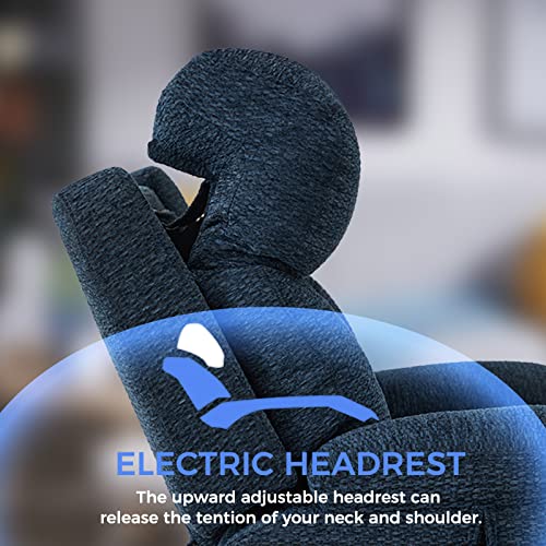 Creatuis Lift Chair With Three Motor,Power Adjustable Headrest,Lays Flat Power Lift Recliner Chair For Elderly,Adjustable Airbag Lumbar Support,Infinite Position Adjustment,Cup Holder, Chenille(Blue) #TOP4