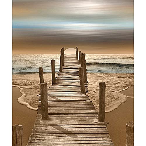 Peinture diamant plage 50x100cm contre le stress : kit complet 5D