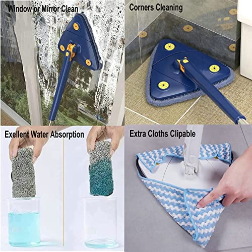 360° Rotatable Adjustable Cleaning Mop Triangle Microfiber Mop With Long Handle Hand Twist Quick Dry Mop Multifunctional Wet And Dry Mop #TOP5