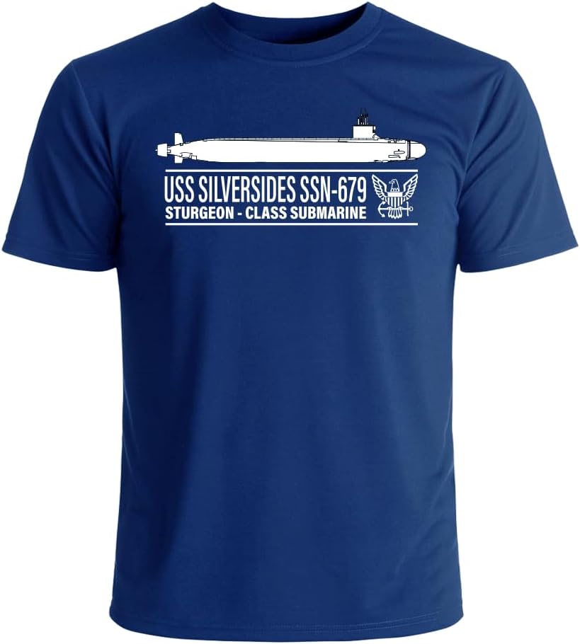 Military Productions US Navy USS Silversides SSN-679 Submarine Silhouette T-Shirt Officially Licensed